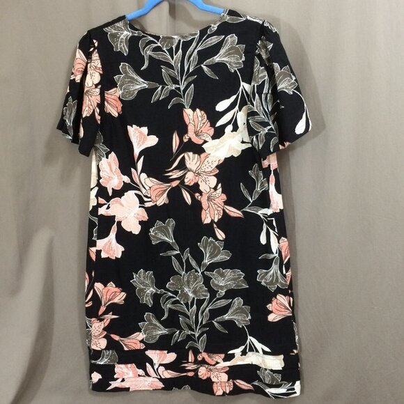 Nicole Miller Original Dress Short Sleeves Pink Floral Knee Length Linen Blend S - Picture 3 of 5